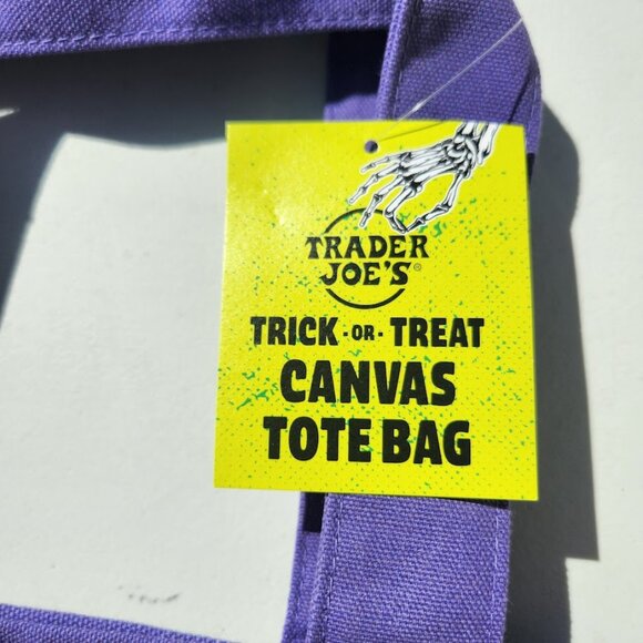 NEW Trader Joe's Purple Mini Tote Trick or Treat Canvas Bag Halloween Trader Joe - Picture 3 of 9